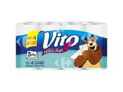 Papier Hygiénique 3 Plis Vito 12 unités + 4 Gratuits