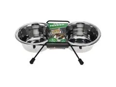 Lot de 2 Mangeoires pour Animaux de Compagnie en Inox 24x11x0,65 cm