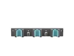 Support Balai Mural 3 Crochets Plastique Gris/Bleu Kasa