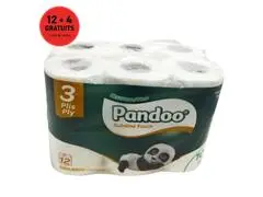 Papier Hygiénique 3 Plis Pandoo 12 Unités + 4 Gratuit.
