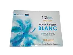 Pochettes De Dessin Bleu Marine 12Feuilles Blanc 180G 24X32