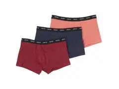 Lot 3 Boxers Homme Bicolores Bordeaux TEX