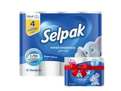 Papier Hygiénique 3 Plis Selpak 24 unités (2 Essuie-tout Offerts)