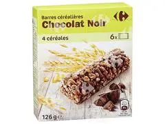 Barres de Céréales au Chocolat Noir Carrefour 125g