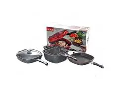 Ensemble de Poêles Antiadhésives Gris Granit pour Multicuiseufriture 7 pièces