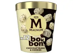 Glace Bonbon Chocolat Blanc & Cookies Pot Magnum 12 unités 168g