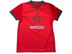T-shirt Homme Rouge Morocco Étoile Frontale Col V Vert CDM26