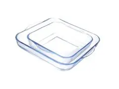 Plat à Four en Verre Carré Gravé 24/30 cm 2 pièces