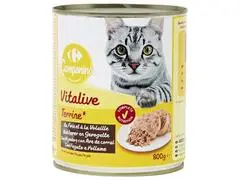 Pâtée au Foie et à la Volaille en Morceaux pour Chats Adultes Carrefour 800g