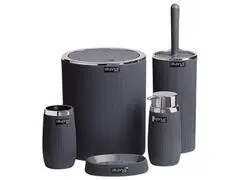 Set de Salle de Bain Rond Chrome Anthracite Okayanus 5 pièces.
