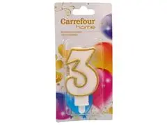 Bougie d'Anniversaire Chiffre 3 Carrefour Home 1 unité.