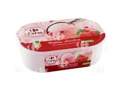 Crème Glacée Fraise en Bac Carrefour 1L