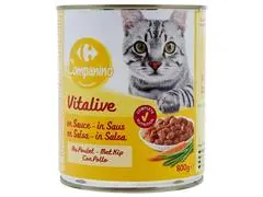 Pâtée Bouchées Sauce au Poulet et au Foie pour Chats Adultes Carrefour 820g