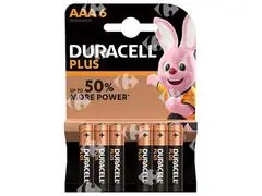 Pack de Piles AAA Plus Power Duracell 6 unités.