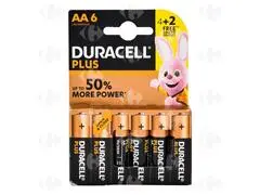 Pack de piles AA Plus Power Duracell 6 unités.