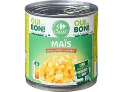 Conserve de Maïs Sans Sucres Ajoutés Carrefour Classic' 300g