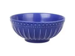 Bol en Porcelaine Côtelé Bleu Foncé Kasa 16cm