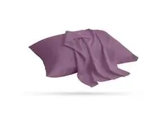 Pack 2 Taies d'Oreiller Microfibre Unies Aubergine 70x50cm