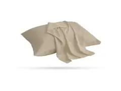 Pack 2 Taies d'Oreiller Microfibre Unies Beige Sable 70x50cm