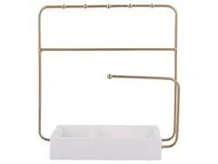 Porte-Bijoux Acier Doré avec Base Beige Kasa 25x10cm