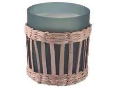 Bougie en Verre Verte Décorée de Paille Kasa 9cm