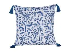 Coussin Carré Palmiers Bleu Kasa 45x45cm