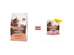 Croquettes pour Chat Stérilisé au Saumon 1,5kg + 1 Pochon Migliorgatto 85g Gratuit