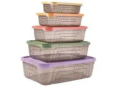 Set Boîtes Alimentaires Plastique Rectangulaires 5 pièces 350ml