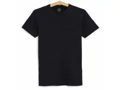 T-shirt Homme Manches Courtes Col Rond Uni Noir TEX