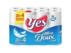 Papier Hygiénique 2 Plis Yes 20 Rouleaux avec 4 Offerts