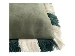 Coussin Carré Vert Franges Vertes/Beige Kasa 45x45 cm