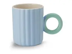 Mug Porcelaine Bleu avec Manche Anneau Vert Kasa 38 cl