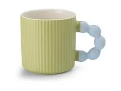Mug Porcelaine Vert avec Manche Boule Bleue Kasa 38 cl
