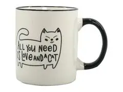 Mug Porcelaine Blanc Cat avec Manche Noir Kasa 32 cl