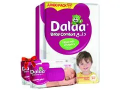 Pack Couches Jambo Maxi Dalaa 64 unités + 2 Paquets de Lingettes Dalaa 60 unités Gratuit