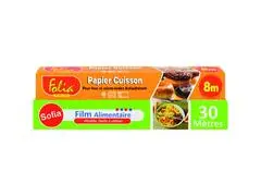 Lot Papier Cuisson Folia 8M + Film Alimentaire Sofia 30M
