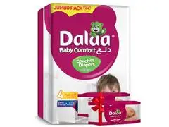Couches Bébé Mini Dalaa 80 unités (2 Lingettes 60u Offertes)