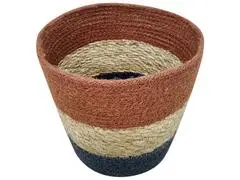 Panier à Bandes Bleu/Rouge/Écru Très Grande Jute Kasa