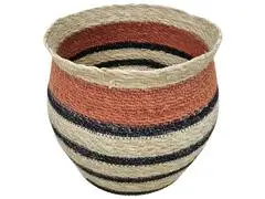 Panier à Fines Rayures Bleues Moyenne Jute Kasa
