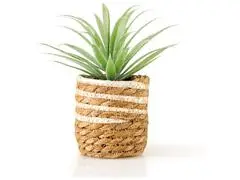 Plante Artificielle avec Pot Tisse Rayures Blanches Kasa 21 cm