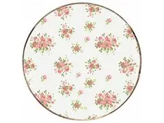 Plat à Servir Rond Porcelaine et Bois Fleurs Blanc Kasa 38 cm