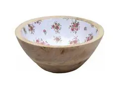 Coupelle Porcelaine et Bois Blanc Fleurie Kasa 13 cm