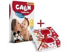 Pack Couches Bébé Maxi Jumbo Calin 60 Unités + 2 Packs Lingettes Calin 55 Unités Offerts
