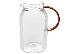 Pichet Verre Kasa Transparent Rayé Manche Orange 1,4L