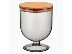 Cloche Acrylique avec Couvercle en Bambou Fumé 80cl