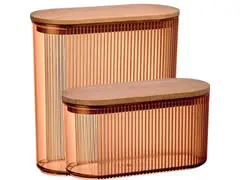 Boîte Alimentaire en Acrylique avec Couvercle en Bambou Couleur Miel 1,1L