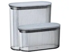 Boîte Alimentaire en Acrylique avec Couvercle en Bambou Couleur Fumé 1,1L