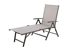 Bain de Soleil Transat Beige en acier Textiline 140x63x95cm