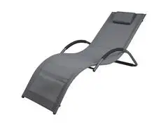 Bain de Soleil Transat Gris Clair en Acier 168x63x68cm