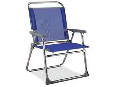 Chaise Marine Tube en Aluminium Tissu Textiline bleu 80x58x88cm